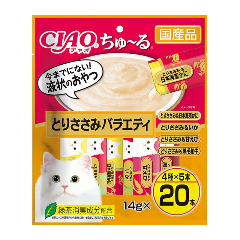 400本セット 20袋　いなば チャオちゅーる とりささみバラエティ 猫のおやつ Amazon | チャオ (CIAO) ちゅ~る とりささみ チキンミックス